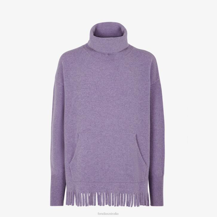 Men Apparel Fendi HP0B1973 Lilac Wool Sweater Purple