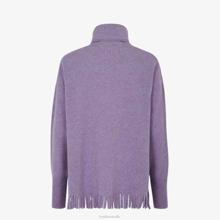 Men Apparel Fendi HP0B1973 Lilac Wool Sweater Purple