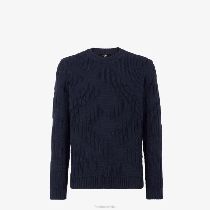 Men Apparel Fendi HP0B1976 Wool Sweater Blue