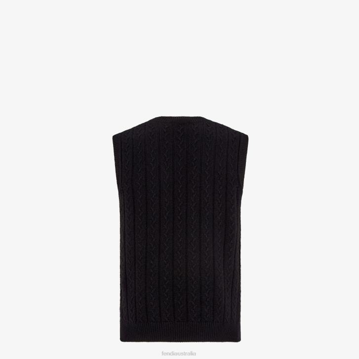 Men Apparel Fendi HP0B2067 Cashmere Vest Black