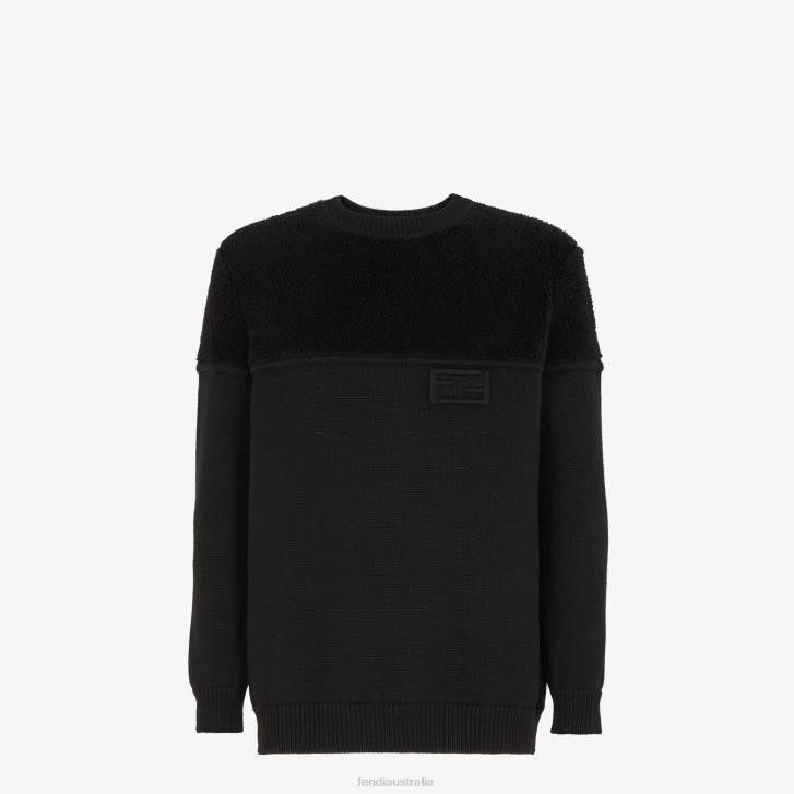 Men Apparel Fendi HP0B2090 Wool And Silk Sweater Black