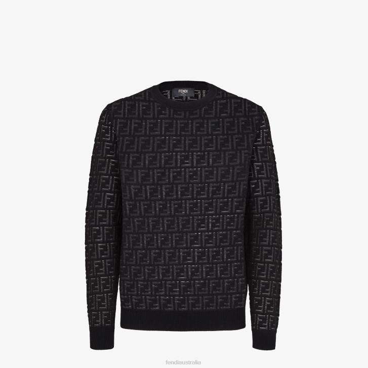 Men Apparel Fendi HP0B2092 Sweater In Nylon And Wool Black