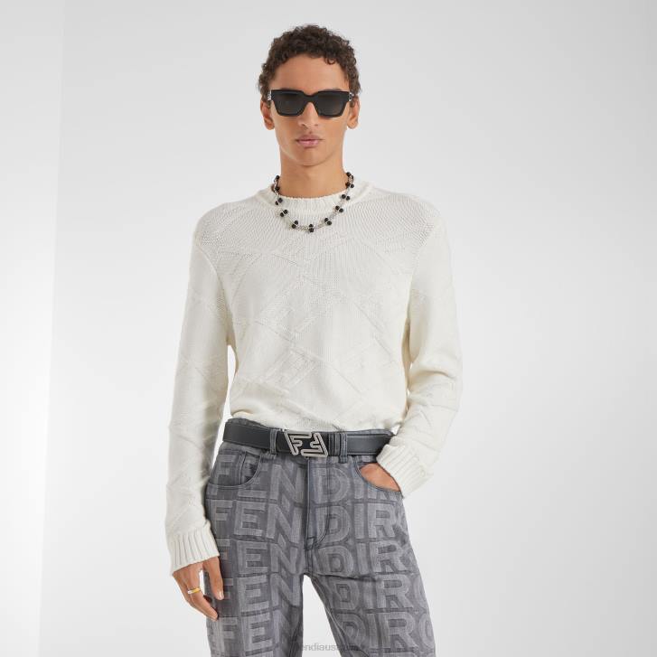 Men Apparel Fendi HP0B2098 Wool Sweater White