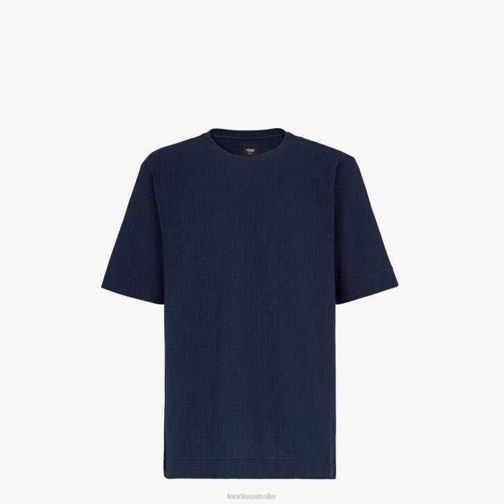 Men Apparel Fendi HP0B1908 Pique T-Shirt Blue