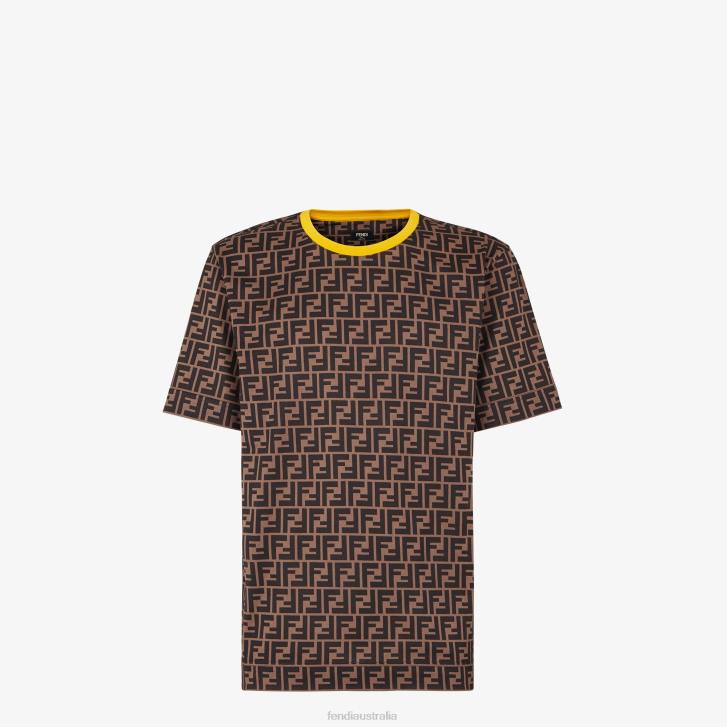 Men Apparel Fendi HP0B1986 Cotton T-Shirt Brown