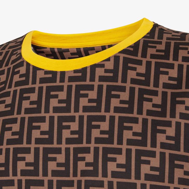 Men Apparel Fendi HP0B1986 Cotton T-Shirt Brown