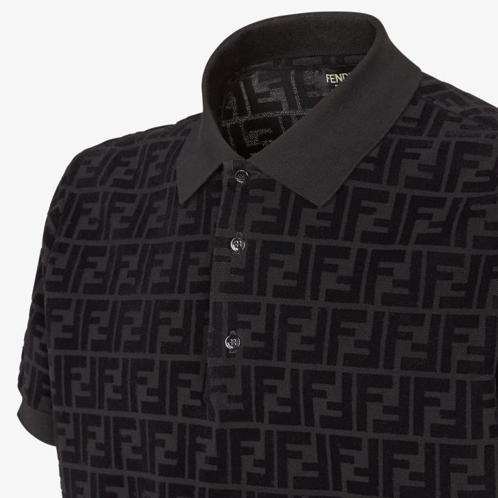 Men Apparel Fendi HP0B2035 Jersey Polo Shirt Black