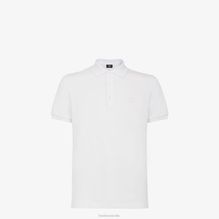 Men Apparel Fendi HP0B2131 Cotton Polo Shirt White