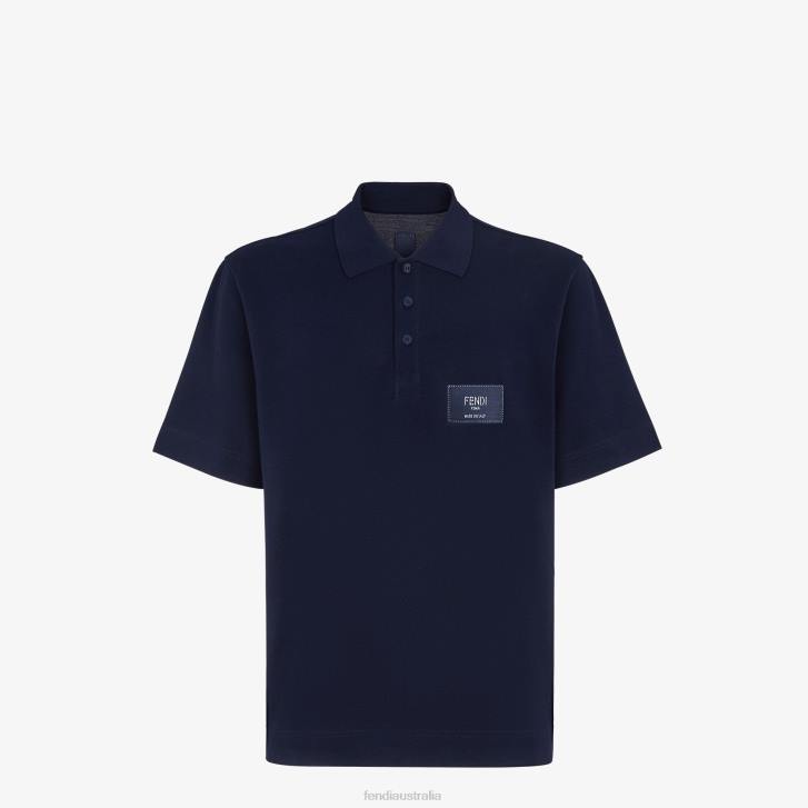 Men Apparel Fendi HP0B2143 Cotton Polo Shirt Blue