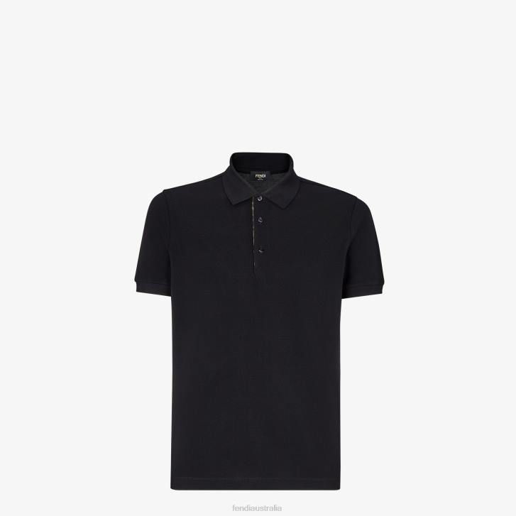 Men Apparel Fendi HP0B2146 Pique Polo Shirt Black