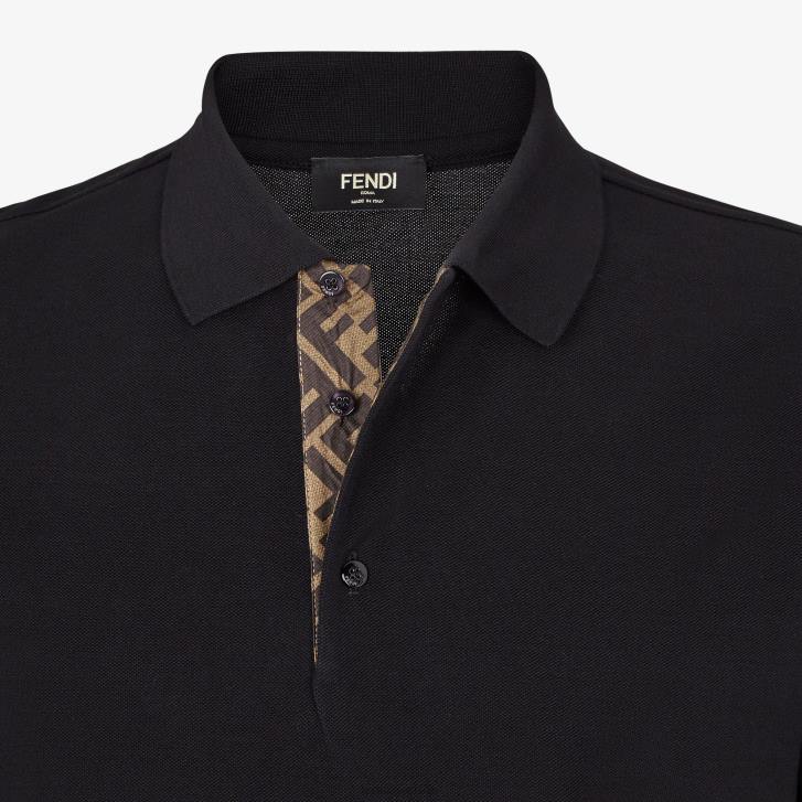 Men Apparel Fendi HP0B2146 Pique Polo Shirt Black