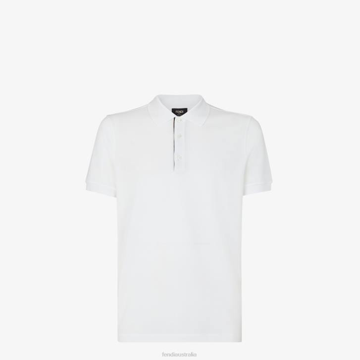 Men Apparel Fendi HP0B2171 Pique Polo Shirt White