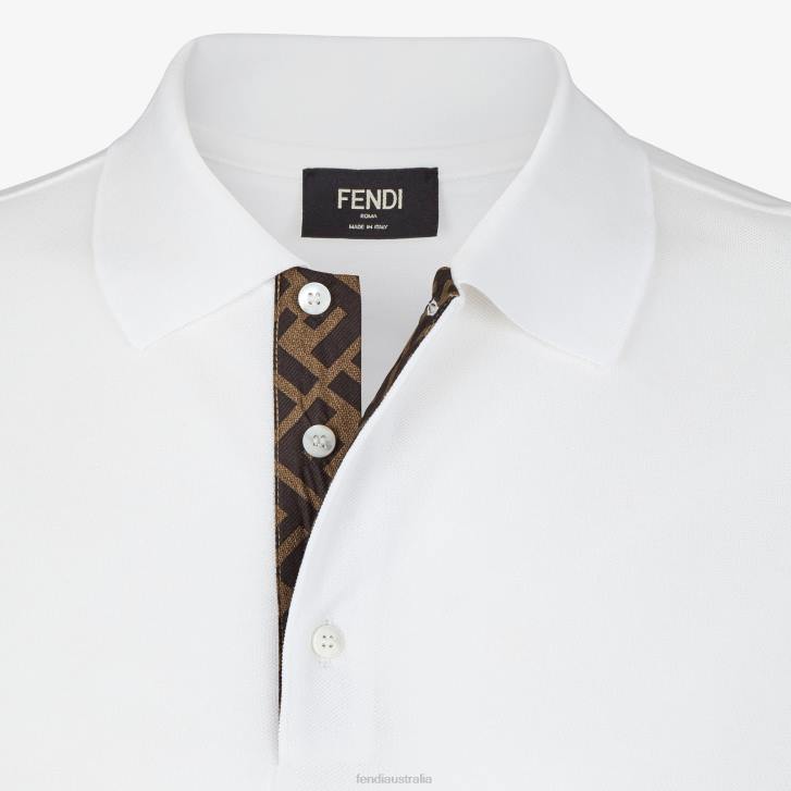 Men Apparel Fendi HP0B2171 Pique Polo Shirt White