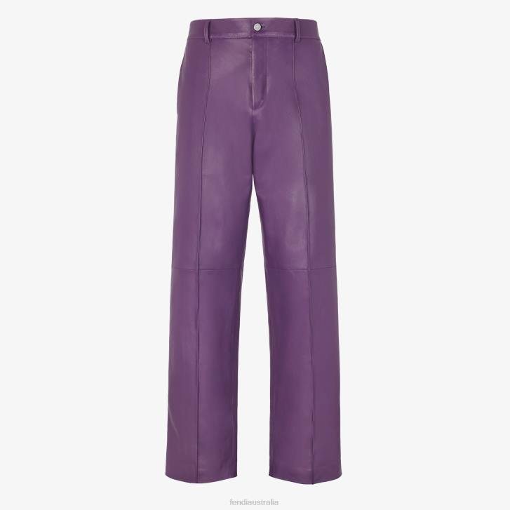 Men Apparel Fendi HP0B1913 Plonge Leather Pants Purple