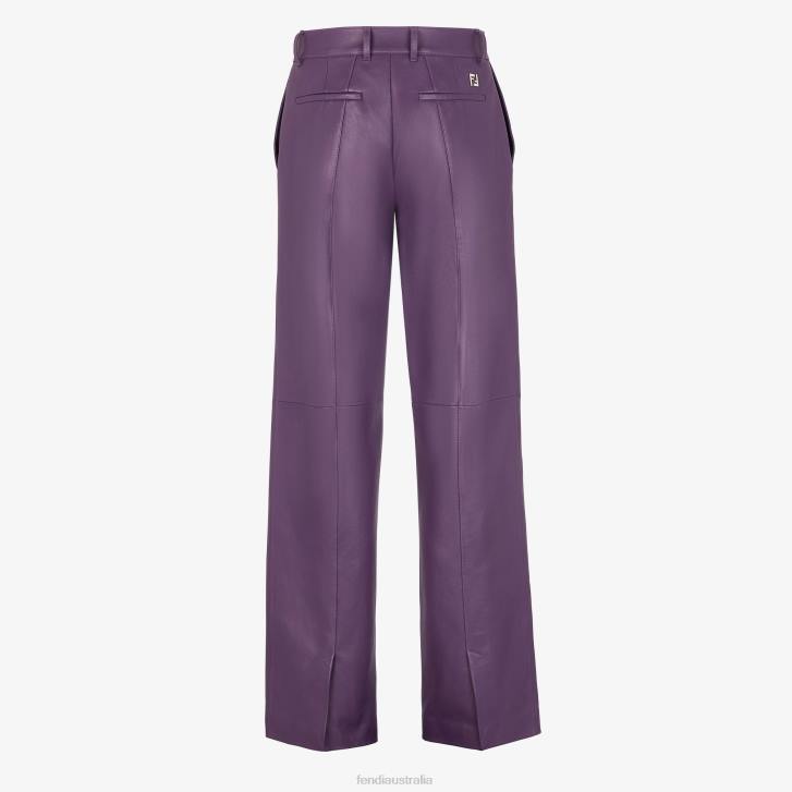 Men Apparel Fendi HP0B1913 Plonge Leather Pants Purple