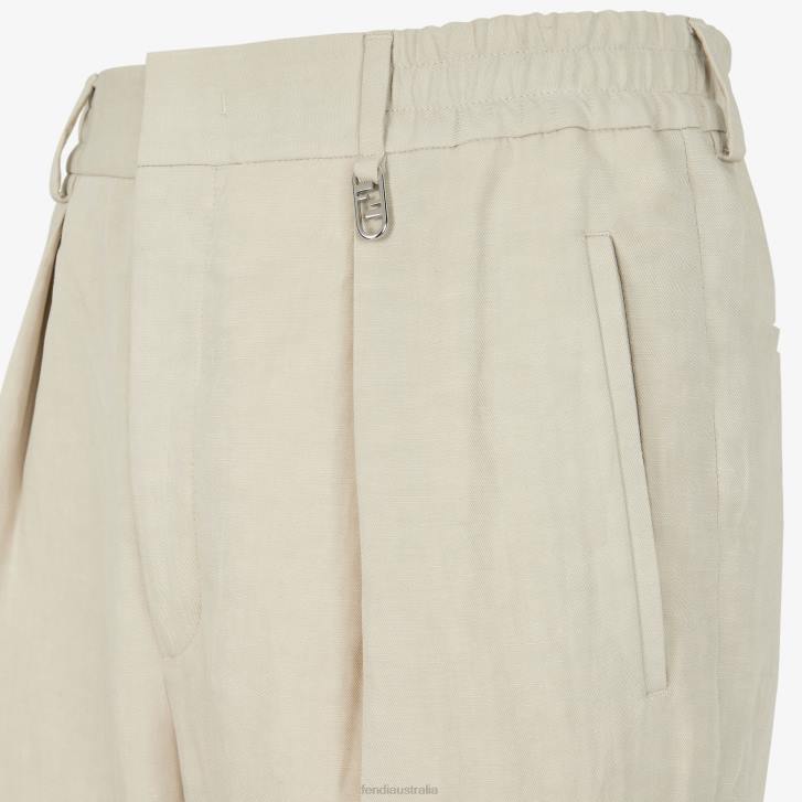 Men Apparel Fendi HP0B1916 Linen Trousers Gray