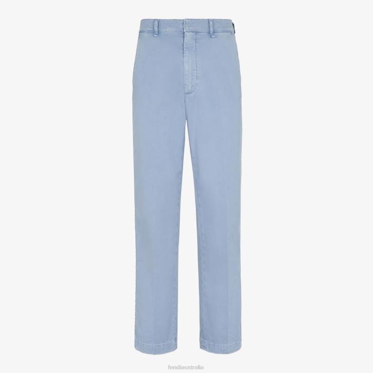 Men Apparel Fendi HP0B1923 Gabardine Trousers Light blue