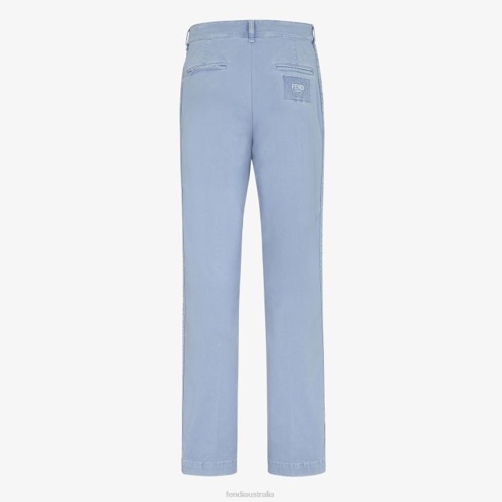 Men Apparel Fendi HP0B1923 Gabardine Trousers Light blue