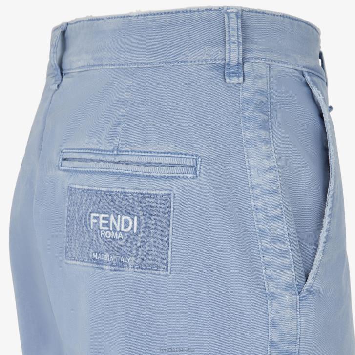 Men Apparel Fendi HP0B1923 Gabardine Trousers Light blue