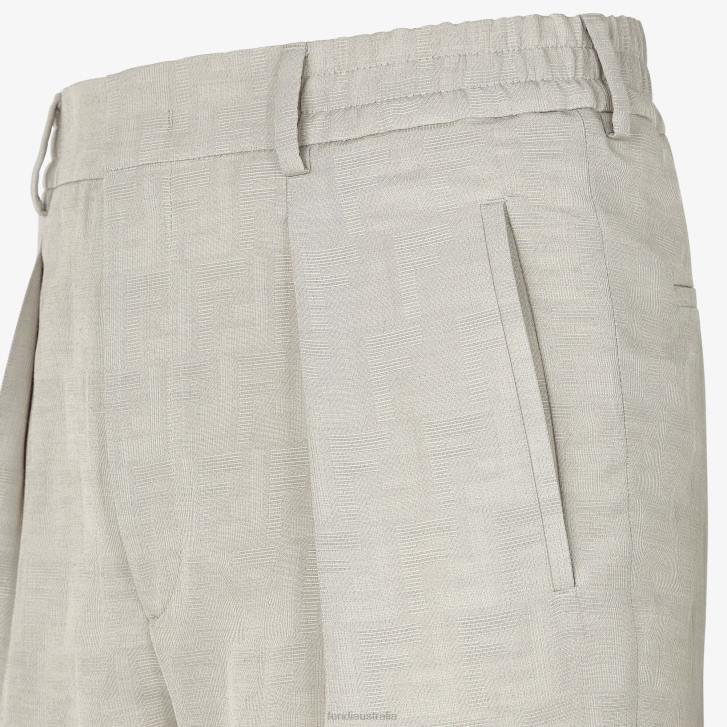 Men Apparel Fendi HP0B1925 Jacquard Fabric Pants Beige