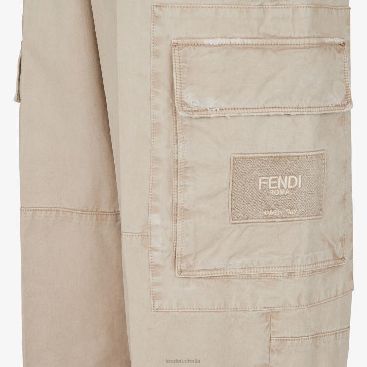 Men Apparel Fendi HP0B1931 Gabardine Trousers Beige