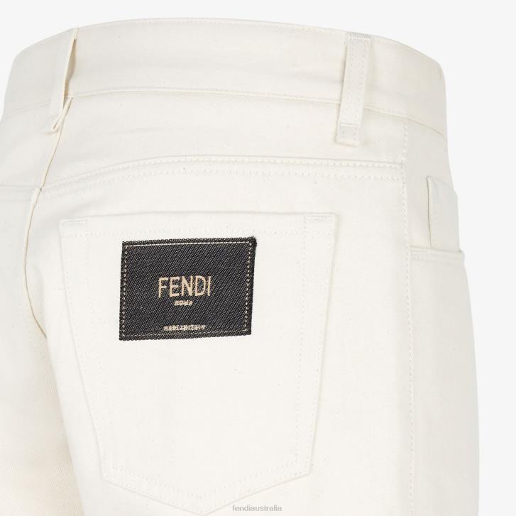 Men Apparel Fendi HP0B2135 Denim Pants White