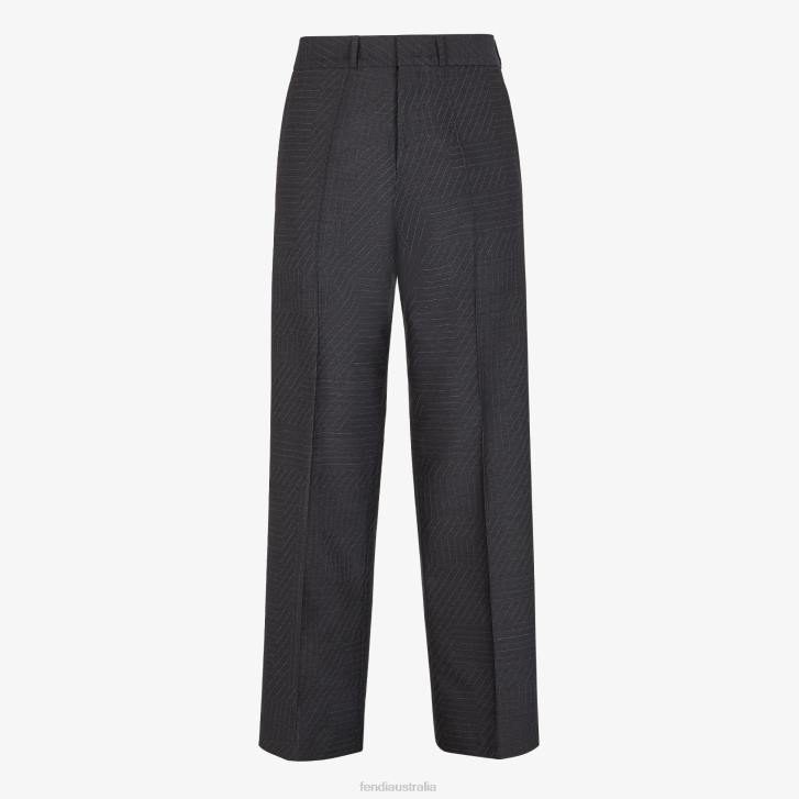 Men Apparel Fendi HP0B2187 Wool Pants Gray