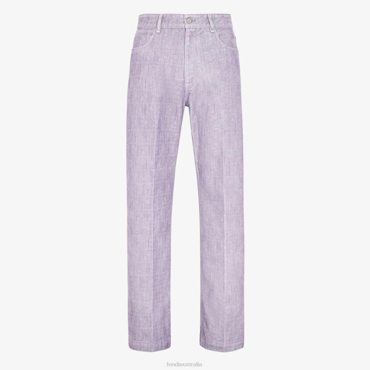 Men Apparel Fendi HP0B2188 Lilac Denim Pants Purple