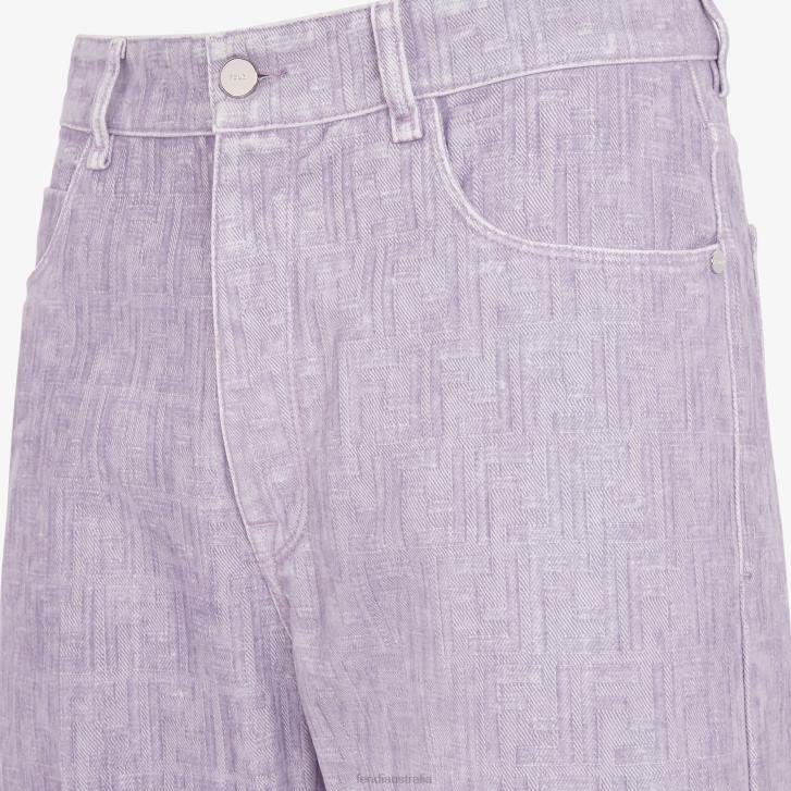 Men Apparel Fendi HP0B2188 Lilac Denim Pants Purple