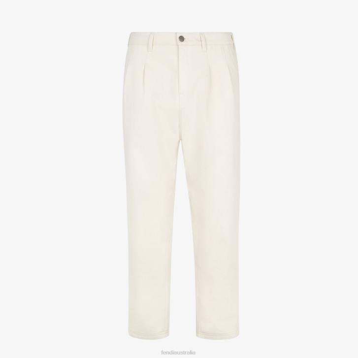 Men Apparel Fendi HP0B2201 Denim Pants White