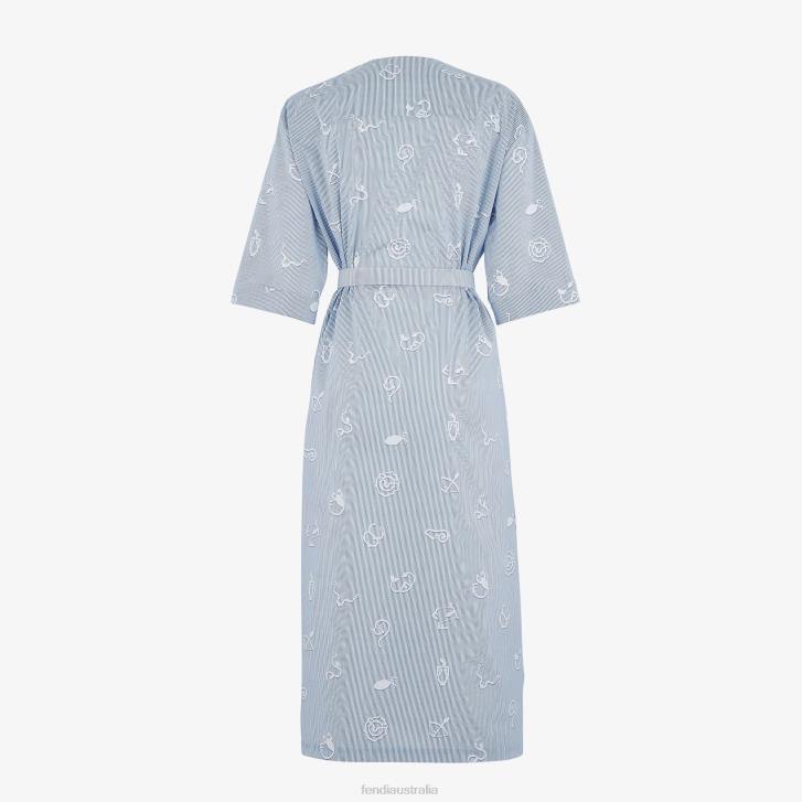 Women Apparel Fendi HP0B1044 Cotton Shirt Dress Blue