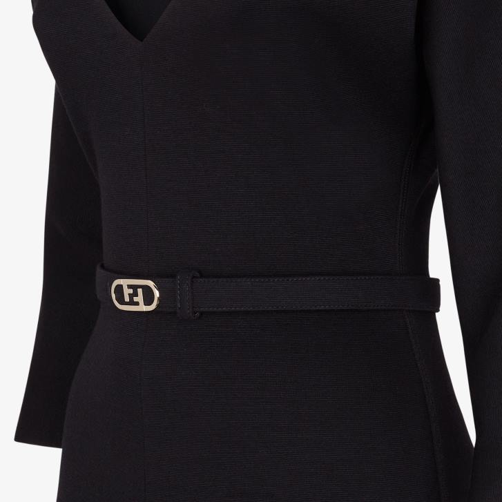 Women Apparel Fendi HP0B1072 Wool Jersey Dress Black