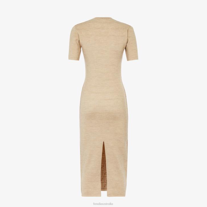 Women Apparel Fendi HP0B1082 Wool Dress Beige