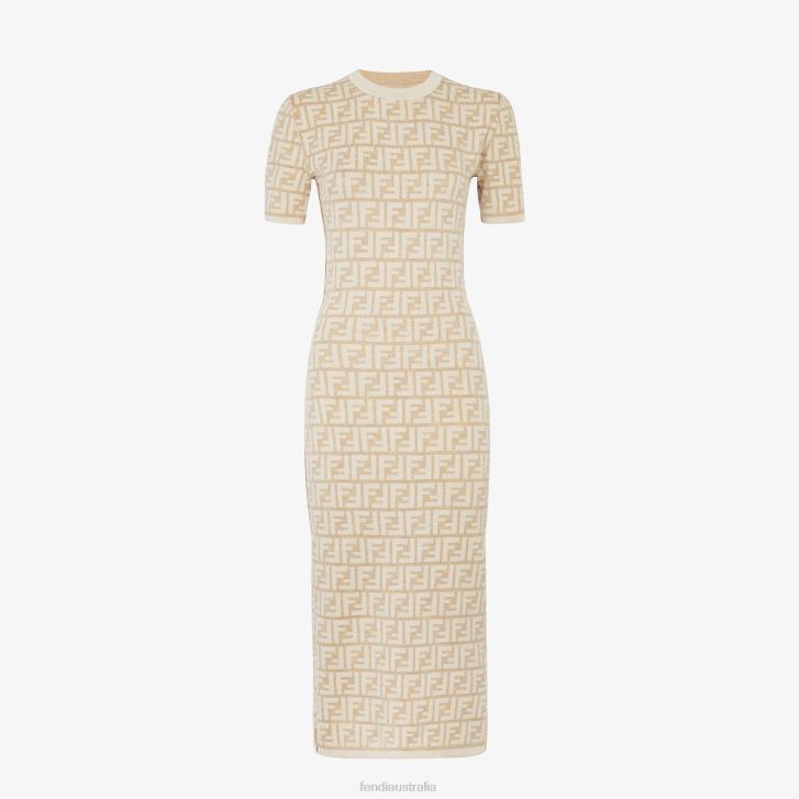 Women Apparel Fendi HP0B1082 Wool Dress Beige