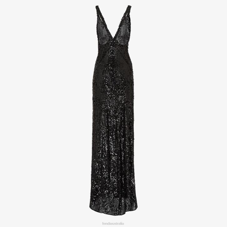 Women Apparel Fendi HP0B1184 Sequin And ChiFFon Dress Black