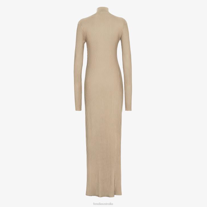 Women Apparel Fendi HP0B953 Silk And Viscose Dress Beige