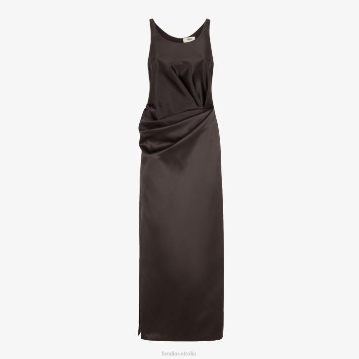 Women Apparel Fendi HP0B999 Duchess Satin Dress Brown