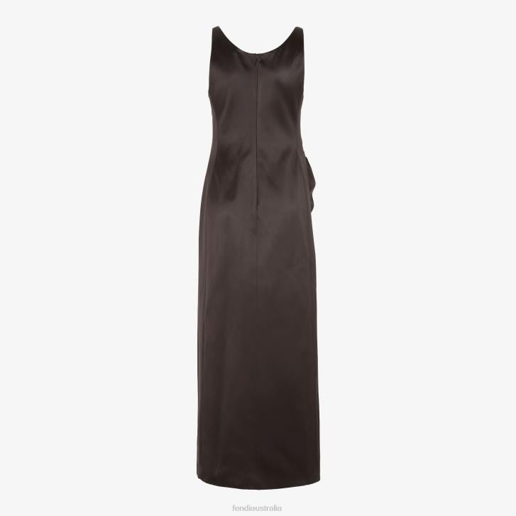 Women Apparel Fendi HP0B999 Duchess Satin Dress Brown