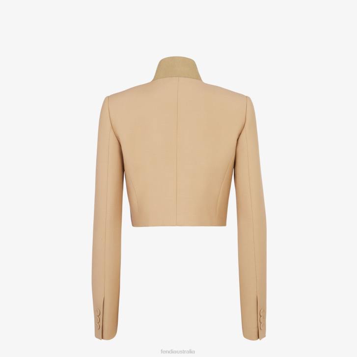 Women Apparel Fendi HP0B1085 Wool And Silk Bolero Beige