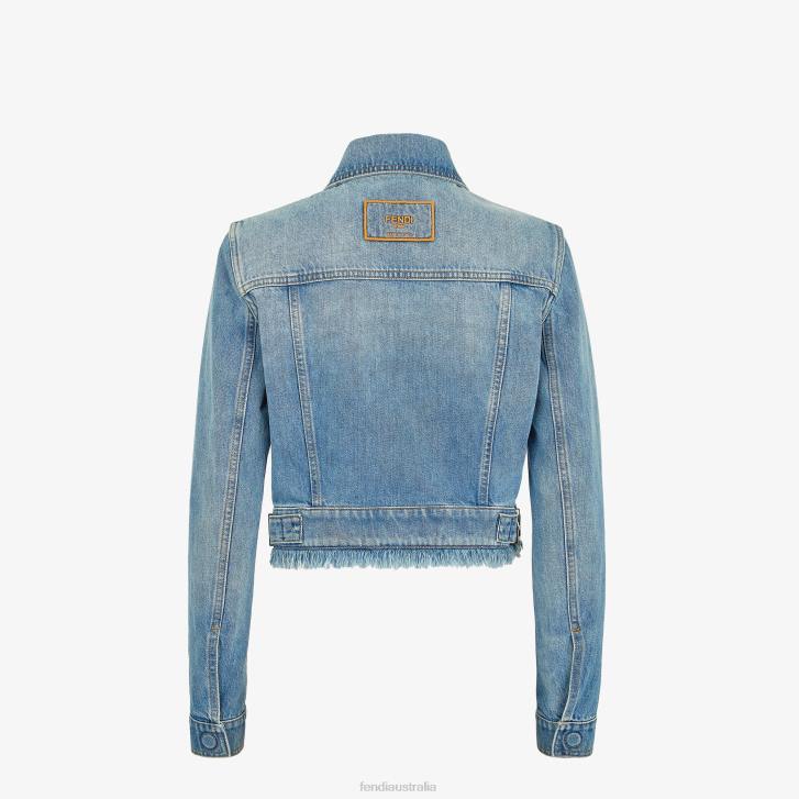 Women Apparel Fendi HP0B1092 Denim Jacket Blue