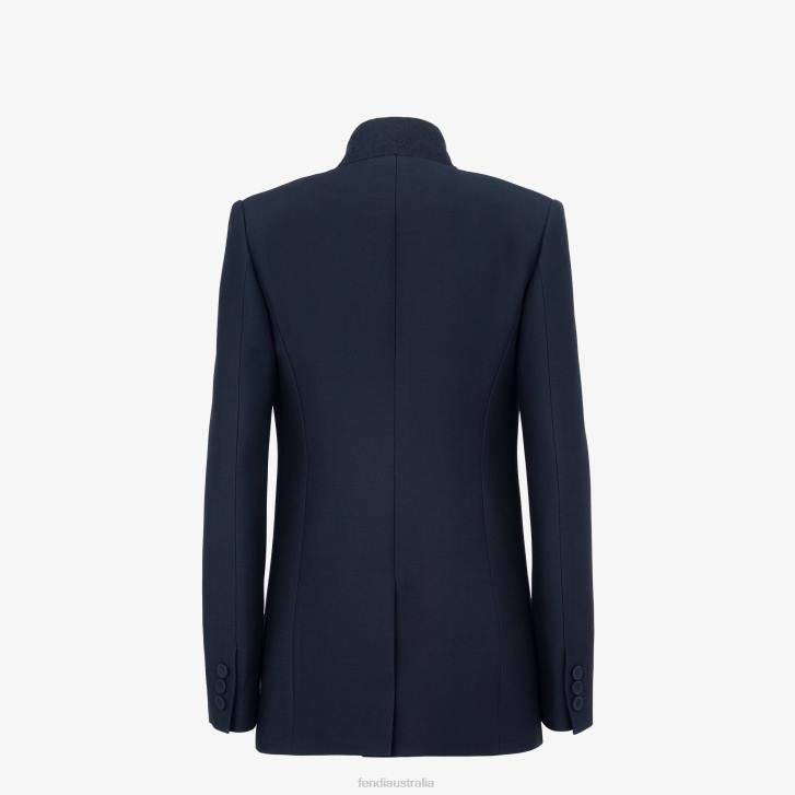 Women Apparel Fendi HP0B1153 Silk And Wool Jacket Blue