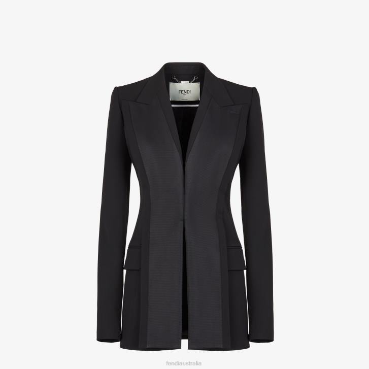 Women Apparel Fendi HP0B1238 Grain De Poudre Jacket Black