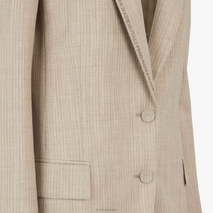 Women Apparel Fendi HP0B949 Flannel Blazer Beige