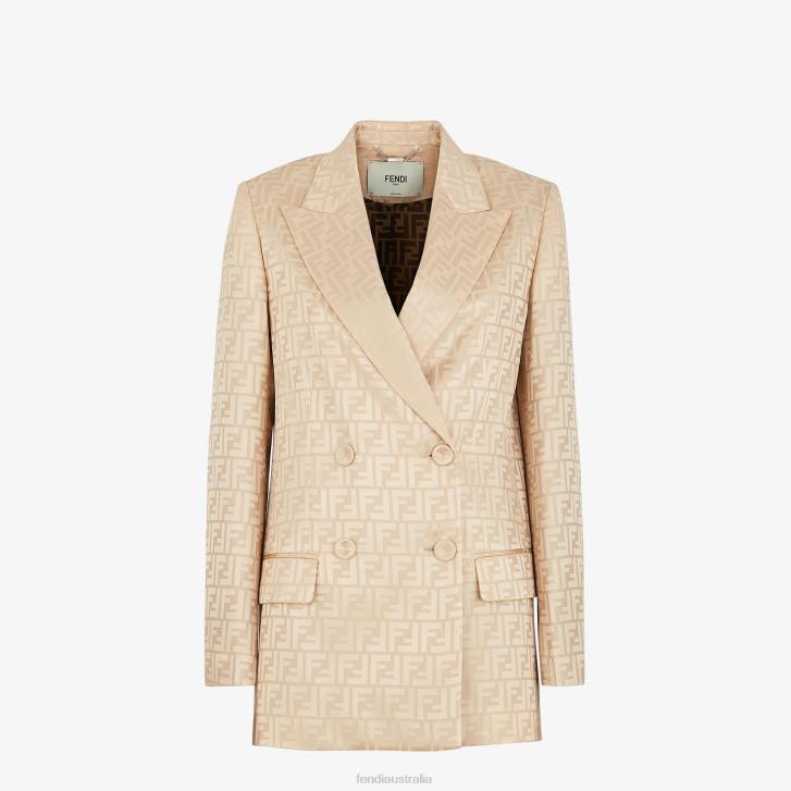 Women Apparel Fendi HP0B967 Silk Blazer Beige