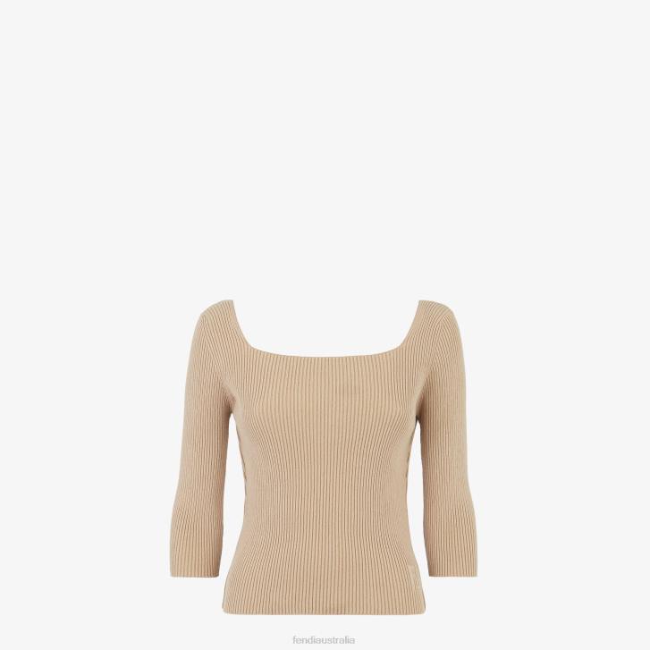 Women Apparel Fendi HP0B1115 Cotton Sweater Beige