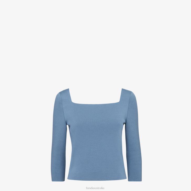 Women Apparel Fendi HP0B1147 Cotton Sweater Blue