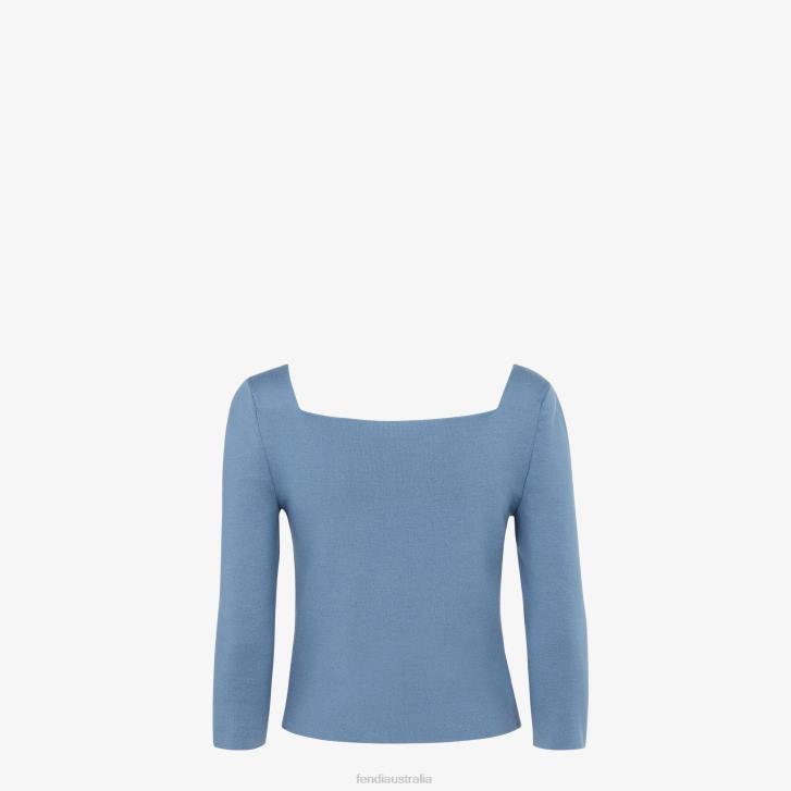 Women Apparel Fendi HP0B1147 Cotton Sweater Blue