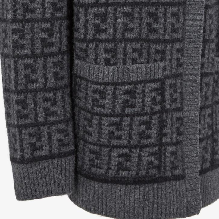 Women Apparel Fendi HP0B1216 FF Crocheted Cashmere Cardigan Black