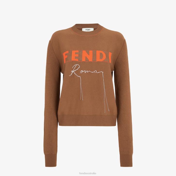 Women Apparel Fendi HP0B1248 Cashmere Jumper Brown