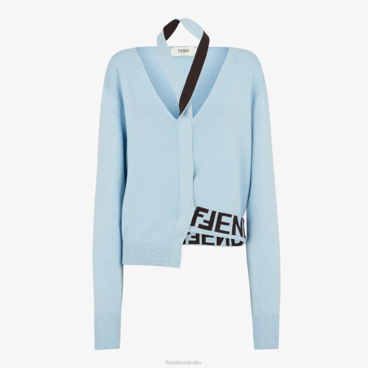 Women Apparel Fendi HP0B925 Cashmere And Wool Cardigan Light blue